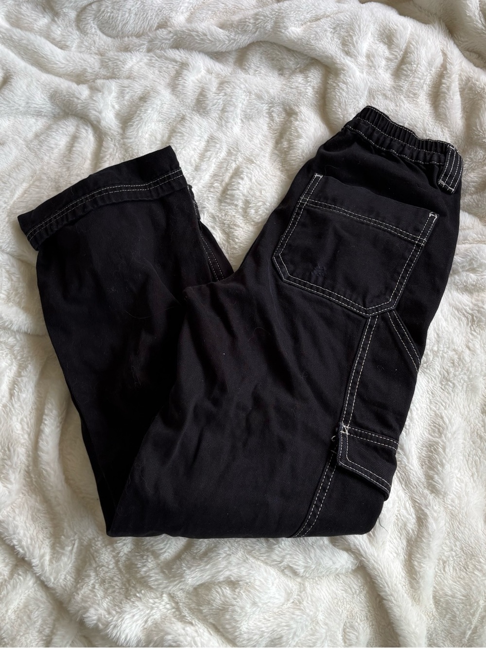 BDG Black Relaxed Cargo Pants with White Contrast Stitching